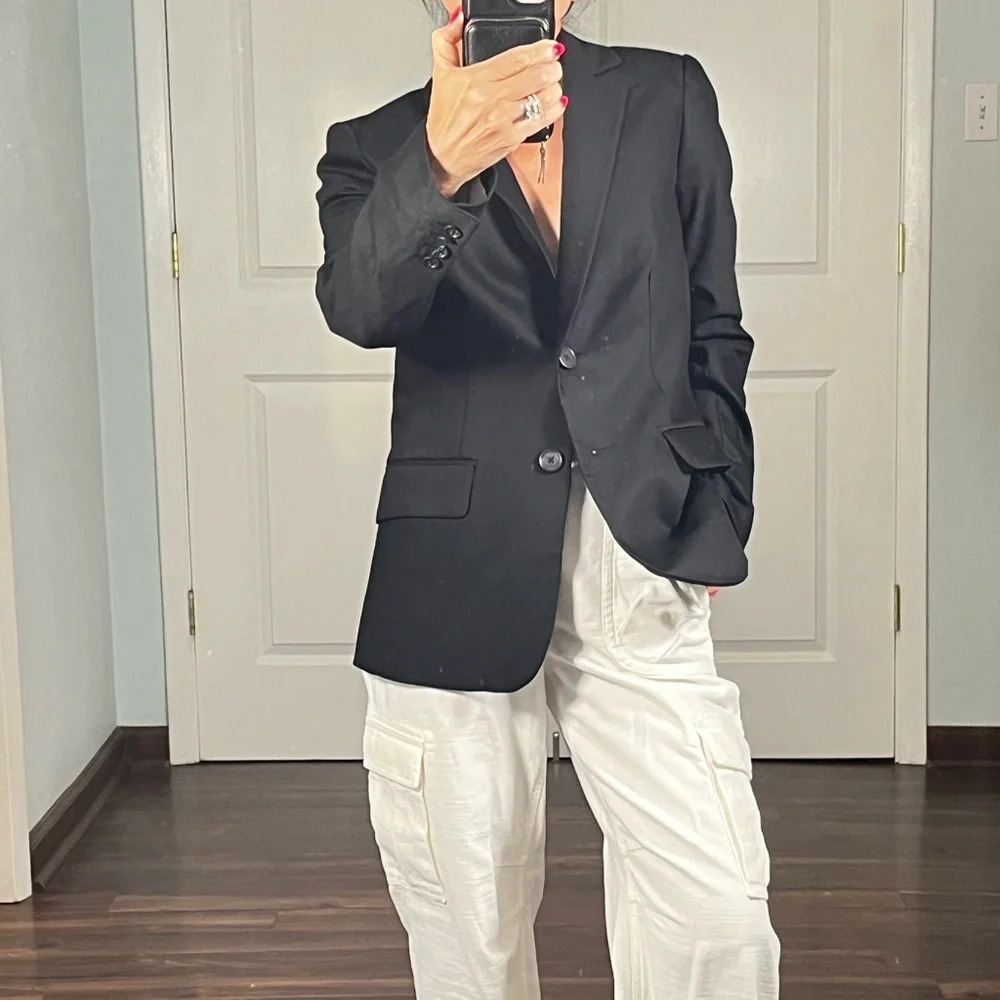 J.Crew black 100% wool single breasted jacket blazer size 2